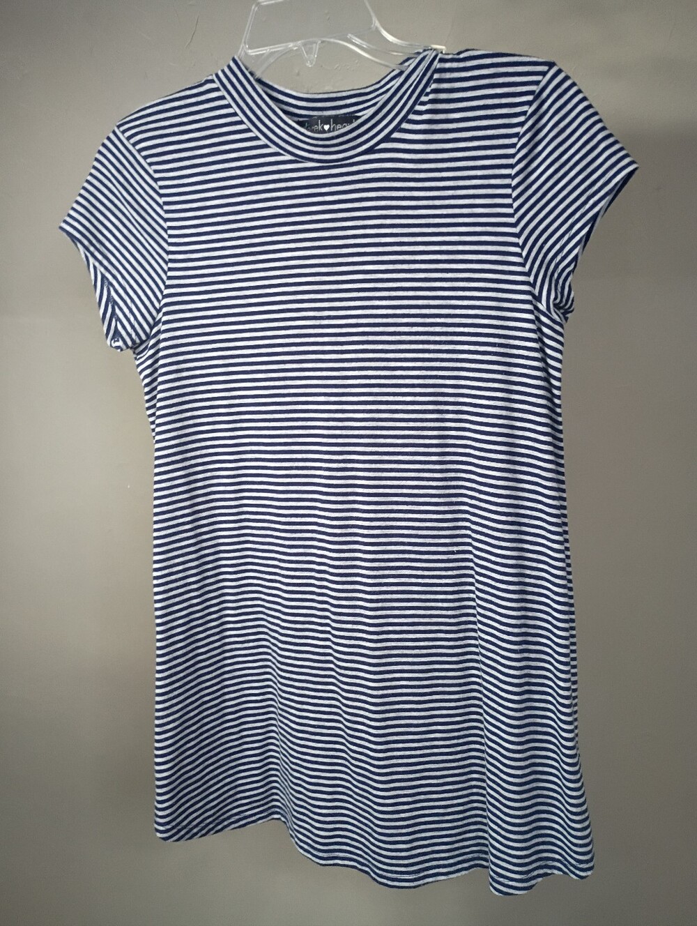 Derek Heart Navy and White Striped Short Sleeve Shift Dress